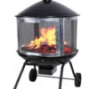 Living Accents Round Wood Fire Pit 45 In. H X 28 In. W X 28 In. D Porcelain/Steel