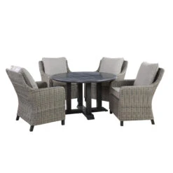 Living Accents Camas 5 Pc Black Steel Dining Set Gray